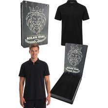 Galatasaray Lisanslı Polo Yaka Siyah T-Shirt Lazer Kutu Hediyeli