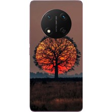 Le Balvo Honor Magic 7 Lite Uyumlu Güneşe Denk Gelen Ağaç Baskılı Silikon Kılıf