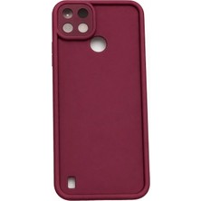 Fenza Realme C21Y ve Realme C25Y Uyumlu Bordo Renkli Mat Silikon Telefon Kılıfı
