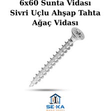 Seka Hand Tools 6X60 Sunta Vida Paket 100 Adet - Kalınlık 6 mm - Uzunluk 60 mm - Sivri Uçlu Ahşap Tahta Ağaç Vidası