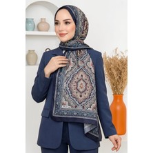 Hadiora Kadın Lacivert Mandala Desenli Organik Pamuk Soft Şal