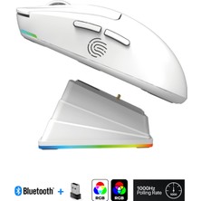 Sarftech Kablosuz Rgb Ultra Hafif 51GR Şarj Istasyonlu 6.400 Dpı  Gaming Oyuncu Mouse  Bluetooth + 2.4g + Kablolu Oyuncu Mouse