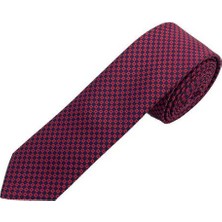 Brianze 5 cm Lacivert Kırmızı Desenli Slim Kravat