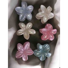 Tokacım43 City Vision 6 Adet Simli Lotus Kadın Toka Seti Büyük Boy 8 cm Çok Renkli Kristal Plastik Malzeme ile Şık Tasarım