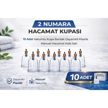 Bezos 2 Numara Hacamat Kupası 10 Adet Vakumlu Kupa Bardak Dayanıklı Plastik Manuel Hacamat Kabı