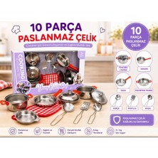 10 Parça Paslanmaz Çelik Metal Tencere Tava Seti