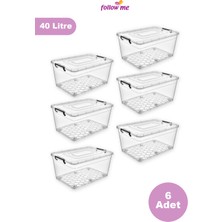 Follow Me Petek Tekerlekli Kilitli Saklama Kutusu 40LT 6 Adet -FM114208-6