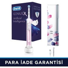 Oral-B Genius X AI Art of Brushing Şarj Edilebilir Diş Fırçası Blush Pink + Şarjlı Seyahat Kabı