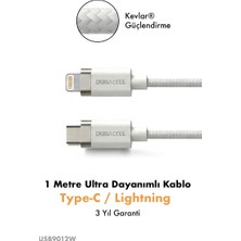 Duracell 1m Lightning To Usb-C Örgülü Şarj Kablosu - Beyaz
