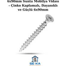 Seka Hand Tools Vida 6X90MM Sunta Mobilya Vidası - Çinko Kaplamalı, Dayanıklı ve Güçlü 6X90MM 1 Kutu (25 Adet)