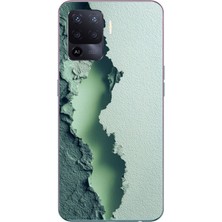 Le Balvo Oppo Reno 5 Lite Uyumlu Koyu Yeşil Izler Baskılı Silikon Kılıf