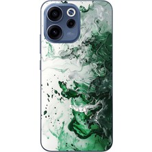 Le Balvo Oppo Reno 15F Uyumlu Yeşil Beyaz Dalgalar Baskılı Silikon Kılıf