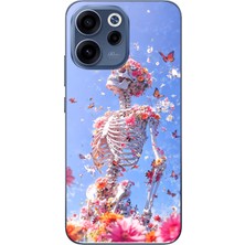Le Balvo Oppo Reno 15F Uyumlu Iskelet Çiçekleri Baskılı Silikon Kılıf