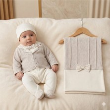 Zeynuko Erkek Bebek Gofreli Battaniye Tulum 3'lü Yenidoğan Hastane Çıkışı Tulum Seti
