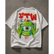 Oversize Beyaz Tişört – Ftw Baskı Desenli, %100 Pamuk, Unisex Streetwear