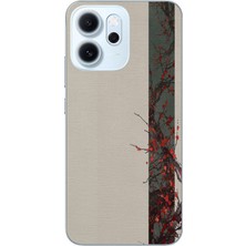 Le Balvo Oppo Reno 14F Uyumlu Sade Sonbahar Sarmaşık Baskılı Silikon Kılıf