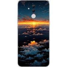 Le Balvo Huawei Mate 20 Lite Uyumlu Gün Batımı ve Ay Baskılı Silikon Kılıf