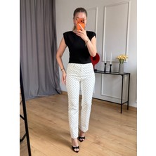Size Özgü Ekru Siyah Puantiyeli Jean