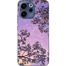 Le Balvo Oppo Reno 15F Uyumlu Mor Gökyüzülü Ağaç Baskılı Silikon Kılıf