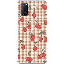 Le Balvo Oppo A52 Uyumlu Kurdeleli Kiraz Baskılı Silikon Kılıf