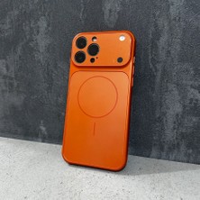 iPhone 17 PRO,İP16 Pro MAX,İP15 Pro Max Kılıf Turuncu – Mat Ag Glass Anti-Glare Buzlu Cam, Magsafe Uyumlu, Darbe Emici Şeffaf Kenar
