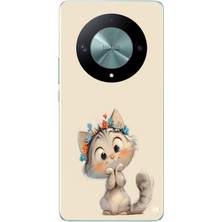 Le Balvo Honor X9B Uyumlu Sevimli Çiçekli Kedi Baskılı Silikon Kılıf