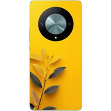Le Balvo Honor X9B Uyumlu Sarı Siyah Çiçekler Baskılı Silikon Kılıf