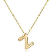 Stainless Stell Z Harf Bubble Çelik Gold Küpe