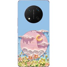 Le Balvo Honor Magic 7 Lite Uyumlu Çiçekli Ay Baskılı Silikon Kılıf