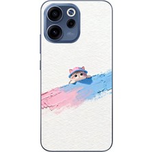 Le Balvo Oppo Reno 15F Uyumlu Pembe Mavi Kedi Baskılı Silikon Kılıf