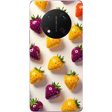 Le Balvo Honor Magic 7 Lite Uyumlu Sarı Kırmızı Çilekler Baskılı Silikon Kılıf