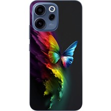 Le Balvo Oppo Reno 15F Uyumlu Gökkuşağı Kelebeği Baskılı Silikon Kılıf