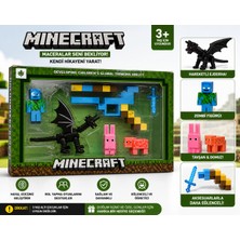 Halley Oyuncak Minecraft Temalı Sesli Tabancası Olan 6 Parça Figür Oyuncak