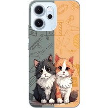 Le Balvo Oppo Reno 14F Uyumlu Sarı ve Siyah Kedi Baskılı Silikon Kılıf
