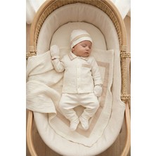 Zeynuko Erkek Bebek %100 Pamuk 5'li Battaniyeli Müslin Set Yenidoğan Hastane Çıkışı Zıbın Seti Kutulu