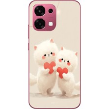 Le Balvo Oppo A6 Pro Uyumlu Kalpli Beyaz Kediler Baskılı Silikon Kılıf