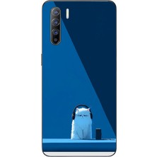 Le Balvo Oppo Reno 3 Uyumlu Kulaklı Kedi Baskılı Silikon Kılıf