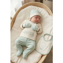 Zeynuko Erkek Bebek Cute Bear %100 Pamuk 0-3 Ay 5'li Yenidoğan Hastane Çıkışı Zıbın Seti