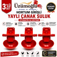 Üzümoğlu 3 Adet Hortum Girişli Yaylı Çanak Suluk Otomatik Tavuk Civciv Suluk Sistemi Kümes Için Set