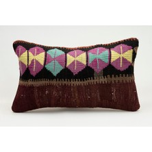 Kilim Wholesale El Yapımı Eski Kilimden Yapılmış Vintage Kırlent Kılıfı, Yün, 30X50 cm