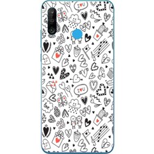 Le Balvo Huawei P30 Lite Uyumlu Retro Kalp Karışık Baskılı Silikon Kılıf
