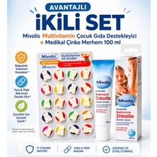 Mivolis Zinksalbe Çocuk Yara & Pişik Karşıtı Bakım Kremi 100 ml + Çocuk Multivitamin (20 Tablet)