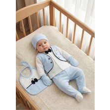 Zeynuko Erkek Bebek Papyonlu Little Man 5'li Yenidoğan Hastane Çıkışı Zıbın Seti