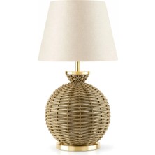 Bahar Aydınlatma Vitar Bej Gövde Krem Başlık Dekoratif Rattan Abajur