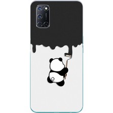 Le Balvo Oppo A52 Uyumlu Boyacı Panda Baskılı Silikon Kılıf