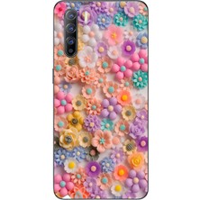Le Balvo Oppo Reno 3 Uyumlu Çiçek Bükleleri Baskılı Silikon Kılıf