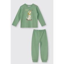 Panço Unisex Çocuk Yeşil Pijama Takımı