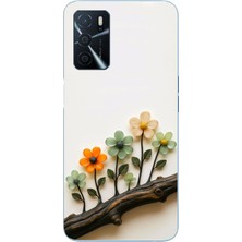 Le Balvo Oppo A16 Uyumlu Dalda Açan Çiçekler Baskılı Silikon Kılıf