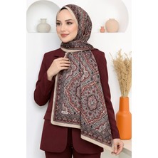 Hadiora Kadın Kırmızı Mandala Desenli Organik Pamuk Soft Şal