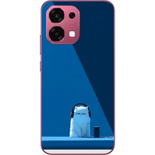 Le Balvo Oppo A6 Pro Uyumlu Kulaklı Kedi Baskılı Silikon Kılıf